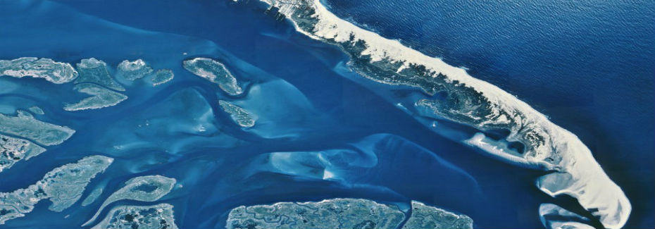 Photo showing the connection between the Barnegat Bay and the Atlantic Ocean, Ocean County, New Jersey
